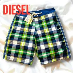 【新品】DIESEL ディーゼル 海水パンツ 水着 青 緑 ロゴ入り M