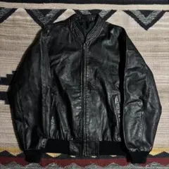 80s 90s ヴィンテージ　レザージャケット　短丈　ノーカラー　牛革？　古着