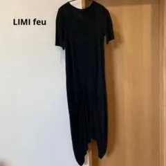 リミフゥ　アシンメトリー カットソーワンピース 黒 半袖のサムネイル