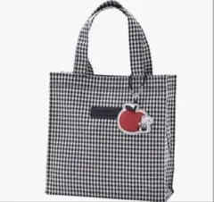 ファミリア　トート　ギンガムチェック　黒　小