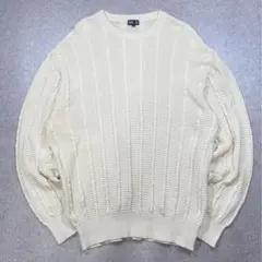 DAKS オールド ケーブルニット L 日本製 綿100% アイボリー