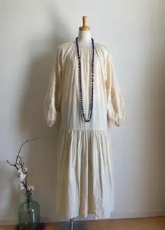 インナー付BEAUTY & YOUTHパフ袖ギャザーロングワンピ/ボヘミアン