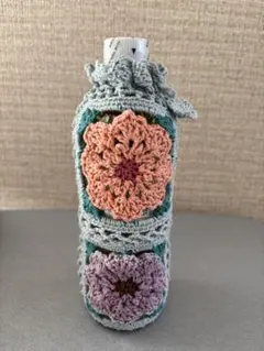 お花ブーケペットボトルカバー 巾着袋 小物入れ かぎ針編み