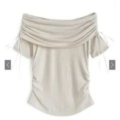 サイドドロストリボンオフショルトップス