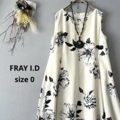 フレイアイディー✲ノースリーブ チュニックワンピース モノトーン 花柄 0