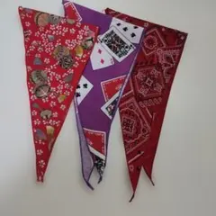 犬用バンダナセット（花柄・トランプ柄）３枚セット