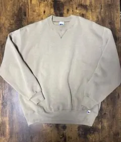 90sラッセル無地スウェットUSA製レアカラー　Lサンドベージュ