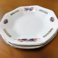 中華皿 2枚セット 八角皿 縁起物 陶器