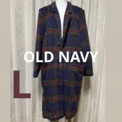 ★OLD NAVY オールドネイビー★チェスターコート★ロング チェック★ブルー