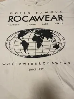 希少2XL ROCAWEAR 地球儀 ロゴ Tシャツ 白 ロカウェア Y2K