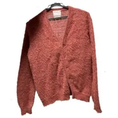 ワインレッド　ウールモヘアカーディガン　古着