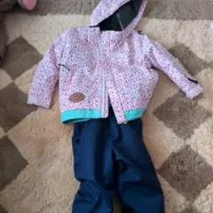 子供用*スキーウェア*調節紐付き* ピンクハート模様*110cm