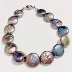 淡水パール ブラック ブレスレット 内周約18cm