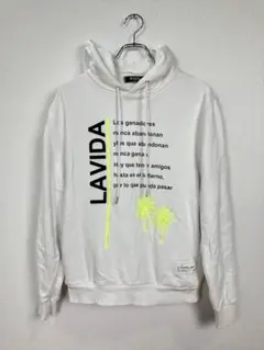 アダムスジャグラー RTEG 総柄 パーカー M ホワイト フーディ スウェット