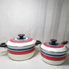 レトロ 昭和　ノリタケ　ホーロー鍋　２セットのサムネイル