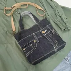 デニムリメイクトートバッグ　手提げバッグ　ショルダーバッグ　ハンドメイド