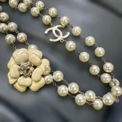 シャネル CHANEL ココマークパールロング 2連ネックレス GP中古