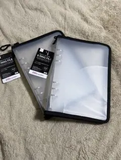 ダイソー 6 リングファイル ブラック 黒 2個セット おまけ付き