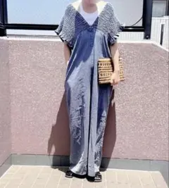 しまむら lax dan tia シャーリングデニム サロペット