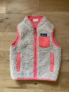 patagonia フリースベスト 12-18M クリーム/ピンク