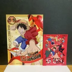 ワンピースカフェGENE 特典バースデーカード　麦わらストアステッカー　セット
