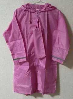 未使用タグ無し★ピンク フード付き レインコート 130