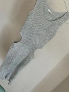 GYDA グレー リブ編み キャミワンピース