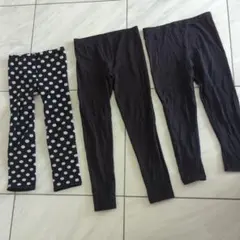 ④レギンスL水玉ドット白黒スパッツユニクロ