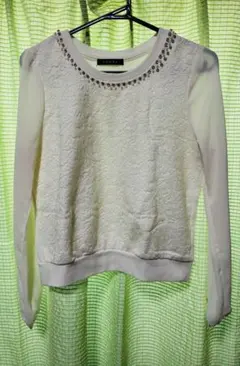 INGNI レースビジュー付き長袖トップス　アイボリー　Mサイズ