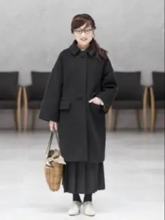 【美品】Manna グレー ニット ロングコート 内田彩仍さん「Manna（マンナ）」ミラノリブのニットコートで秋の