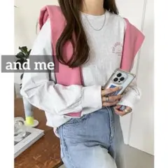 k0312 and me ロゴプリントボリューム袖コットン長袖Tシャツ