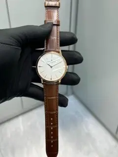 アナログ手巻き時計 ブラウンレザー