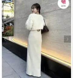 mystic長袖リブ編みニットワンピース 2点セット