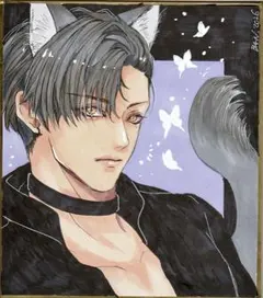 手描きイラスト オリジナル 縛兎 創作男子 ミニ色紙 - メルカリ