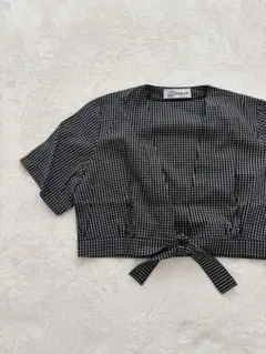 Used チェック柄 クロップドトップス 半袖