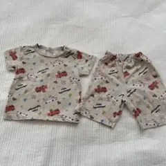 ベビーパジャマ　90cm 車と飛行機　ベージュ