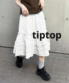 tiptop フリルミドル丈スカート　ホワイト　ドット柄のサムネイル