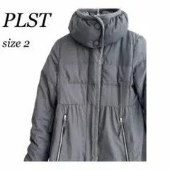 PLST プラステ 高級ダウンコート ベルト付 比翼 グレー 2 M相当 美品のサムネイル