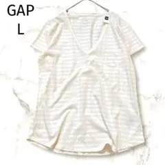 【未使用】 GAP ギャップ　ボーダー半袖Tシャツ　コットン100% L V