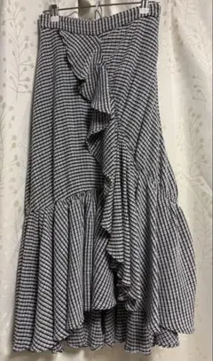 fur furチェックフリルスカート