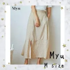 【Myu】小花柄 シフォン 変形 マーメイド スカート ベージュ M