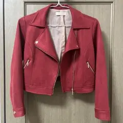 スエード調 ダブルライダースジャケット ボルドー 赤