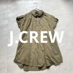 J.CREW コットンチュニックブラウス カーキブラウン M 半袖 ゆったりのサムネイル