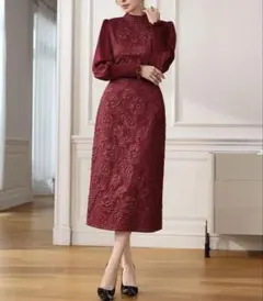 【美品】パフスリーブワンピースドレスのサムネイル