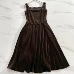 フォクシー ノースリーブロングワンピース ベロア プリーツ Aライン フレア フォクシー ノースリーブロングワンピース ベロア プリーツ Aライン