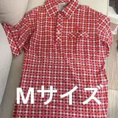 adidas レッド チェック ポロシャツ M