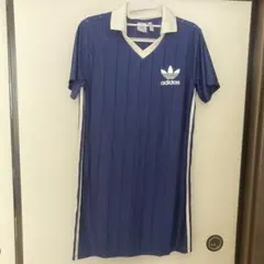 adidas ネイビー ストライプ ポロワンピース XL