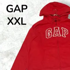 【定番人気】GAP ジップパーカー フーディー ロゴ y2k レッド XXL