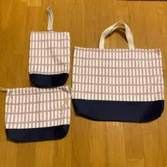 ☆入学入園セット☆北欧風柄レッスンバッグ、上履き、給食袋　3点☆