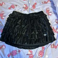 adidas 黒6段レースフリルスカート　ラッフルスカート　XL